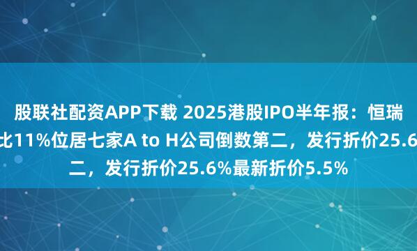 股联社配资APP下载 2025港股IPO半年报：恒瑞医药海外收入占比11%位居七家A to H公司倒数第二，发行折价25.6%最新折价5.5%