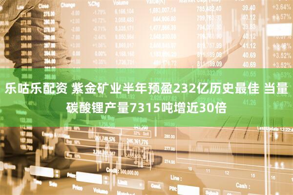乐咕乐配资 紫金矿业半年预盈232亿历史最佳 当量碳酸锂产量7315吨增近30倍